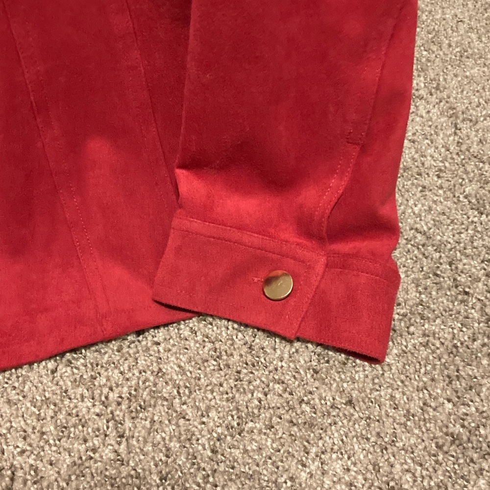 Chico's Red Suede Button-Front Jacket - image 5